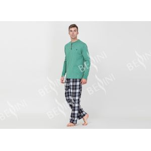 Spring Autumn Mens Luxury Sleepwear Functional Placket Side Pockets Design