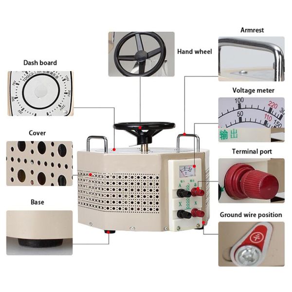 Pale Yellow AC Single Phase TDGC2J-3 IP20 Variac Voltage Regulator