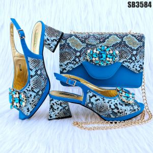 New OEM Ladies fashion Italian shoes matching bag set African women party shoe