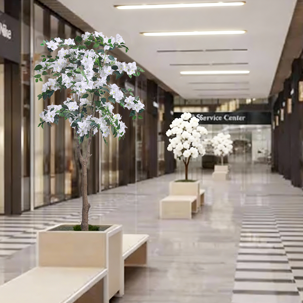 China Manufacturer Bougainvillea Tree Artificial Plant With white Flower For Home Office Mall Decor
