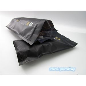 Custom printed matte black coffee bag packaging pouch / sachet