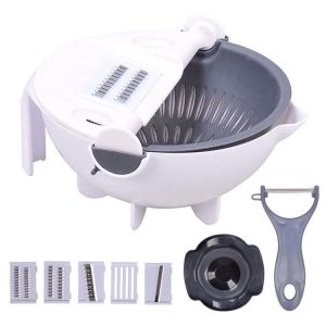 Multi Blades Plastic Vegetable Manual Slicer With Fruit Peeler White