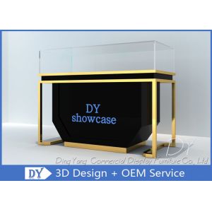 Matte Black Wood Stain Steel Jewellery Counter Display With Lights