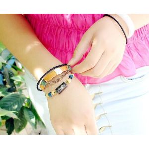 Fishbone charm “primitive tribe” multi strands leather bracelets