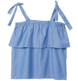 Plain Woven Polyester 80% Cotton 20% Blue Ladies Halter Top