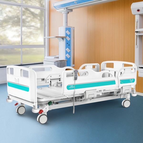 Portable Casters Metal 3 Function Folding Medical Clinic Furniture Adjustable Electric Nursing Patient Hospital Bed