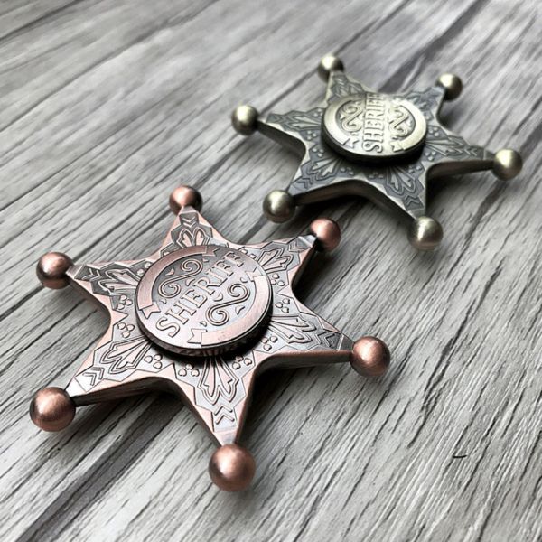 Hexagonal Neptune Sheriff's Badge Fidget Spinner for ADHD ADD Relief and Anti-Anxiety