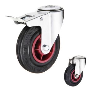 PP 8 Inch 284lbs Capacity Rubber Casters With Fixed Plate