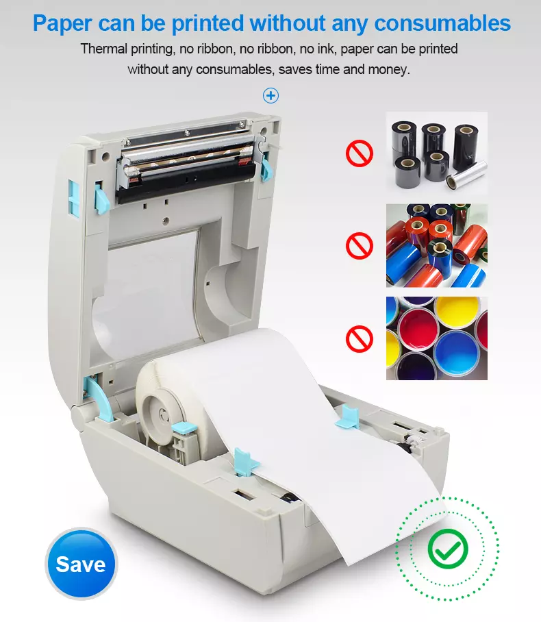 Black White 110mm 203dpi Thermal Label Sticker Printer Pos Use