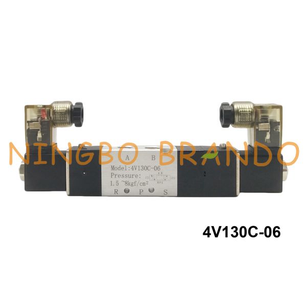 Buy BSPT 1/8" 4V130C-06 Airtac Type Pneumatic Solenoid Air Valve 5 Way 3 Position DC12V AC110V at wholesale prices
