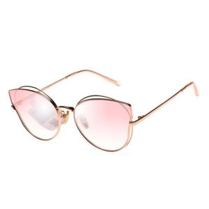 KIDS NON PORLARIZED SUNGLASSES 63204 PINK LENS CAT EYE METAL FRAME