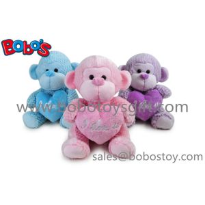 China Factory Made Super Cute Plush Purple Monkey Toy With Purple Heart Pillow