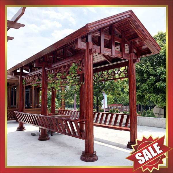 Public garden park corridor gazebo wood style Aluminium aluminum alloy metal