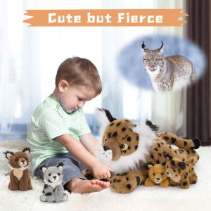 MorisMos 5-Piece Lynx Bobcat Stuffed Animals 18-Inch Soft Polyester Cotton Plush