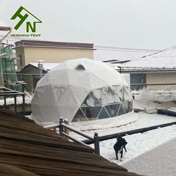 White PVC Big Party Event Igloo Geodesic Dome Tent Install On The Snow