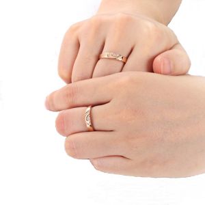 18K Rose Gold Diamonds Couple Wedding Ring (GDR012)