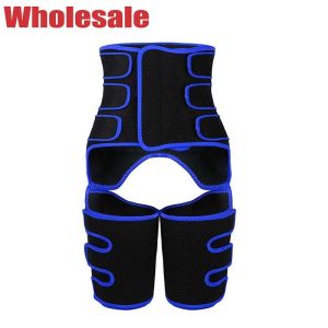 China Blue Velcro Three Belt Neoprene Waist And Thigh Trimmer Customized on sale