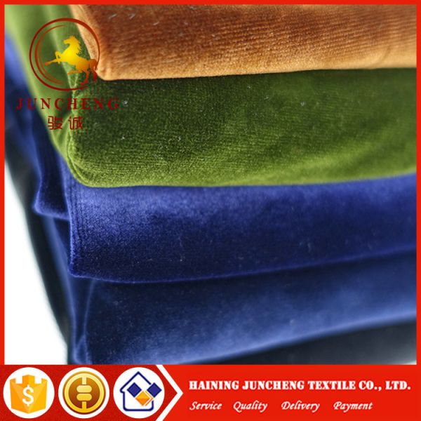 Buy 2017  240gsm New Polyester Spandex Shimmer Velvet Lady Garment Fabric with elastic at wholesale prices