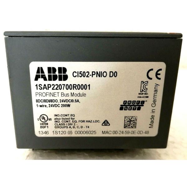 ABB CI502-PNIO 1SAP220700R0001 Interface module. PROFINET IO RT device. 8 DI: