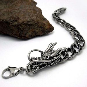 Titanium Stainless Steel Dragon Men's Bracelet Gothic Style (JCE133)
