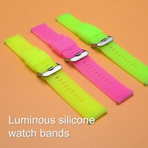 18mm 20mm 22mm Adjustable Luminous Silicone Rubber Watch Strap