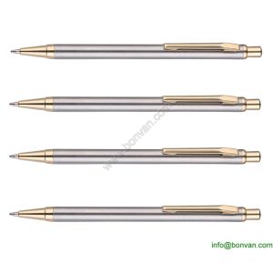 silver click gift ball point pen, silver metal pen