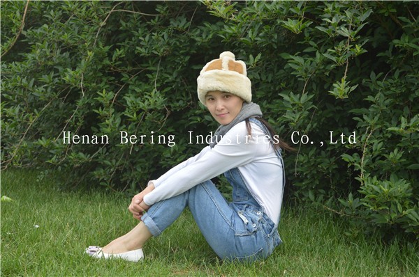 Classic Double Face Sheepskin Beanie Hat Winner Women Leather Hats