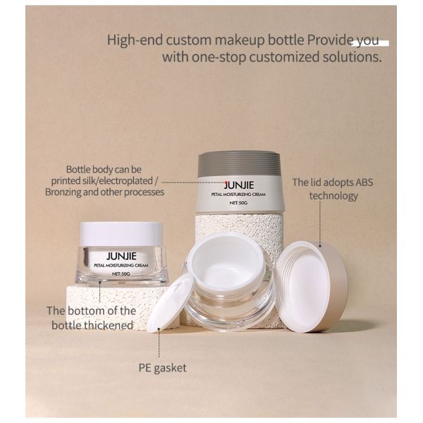 Acrylic Collar Material 50gm Plastic Wheat Colour Cosmetic Set Cream Jars for Cosmetic Jar Packaging Solution