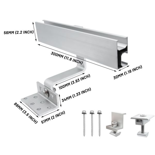 Buy 25-30 Years Service Life Custom Aluminium Roof Solar Adjustable Flat Tile Roof Hooks at wholesale prices