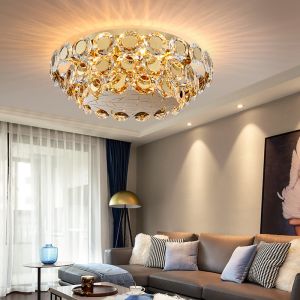 Modern LED Crystal Chandelier Luxury Gold Lustres round chandelier crystal