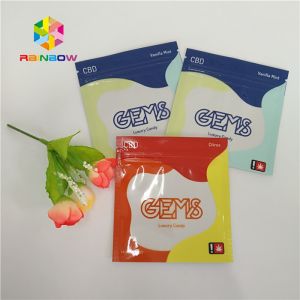 Printed Zipper Resealable Plastic Bag Packaging Cbd Gummy Candy Pouch Glossy