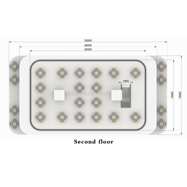 30m Length 15m Width Floating Restaurant Boat High Capacity for 200 People