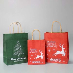 New Year Gift Christmas Gift Bags Recycle Kraft CMYK Printed