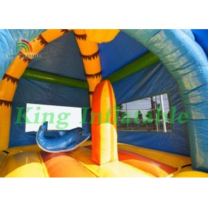 Yellow / Blue Mutifun Inflatable Jumping Castle With Slide Equipped CE