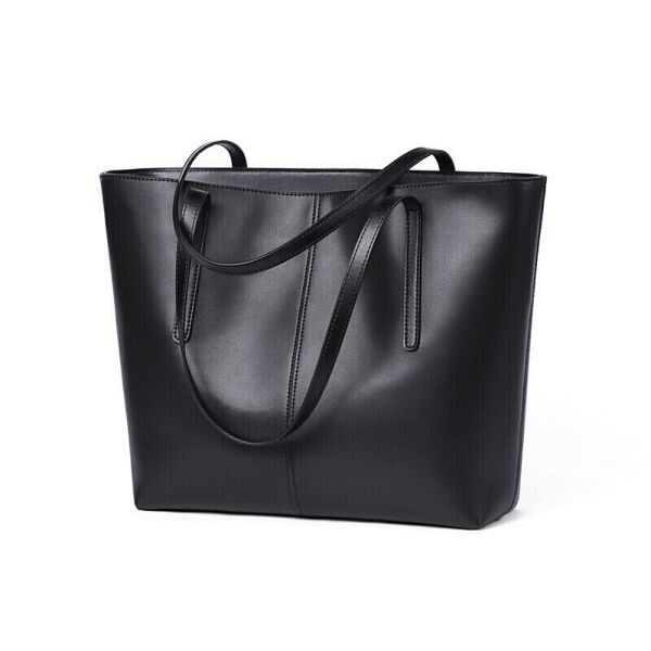 Buy BSCI Ladies Tote Handbag Niche Black Leather Tote Bag at wholesale prices
