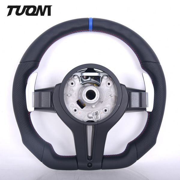 Black Perforated Smooth Leather BMW Steering Wheel Carbon Fiber