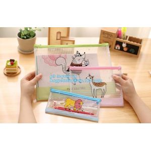 zipper PVC file bag with ESD anti static function A4, printing pvc document bag/