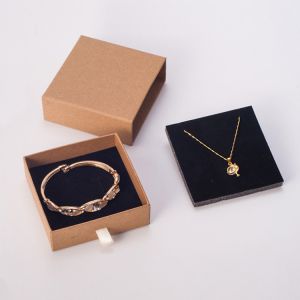 Personalized White Paper Jewelry Boxes with sponge Simple Sliding Drawer