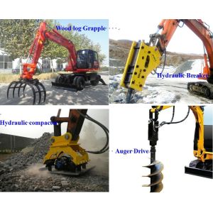 43.6kw 7t Earth Excavation Machine HT75W With Four Wheel