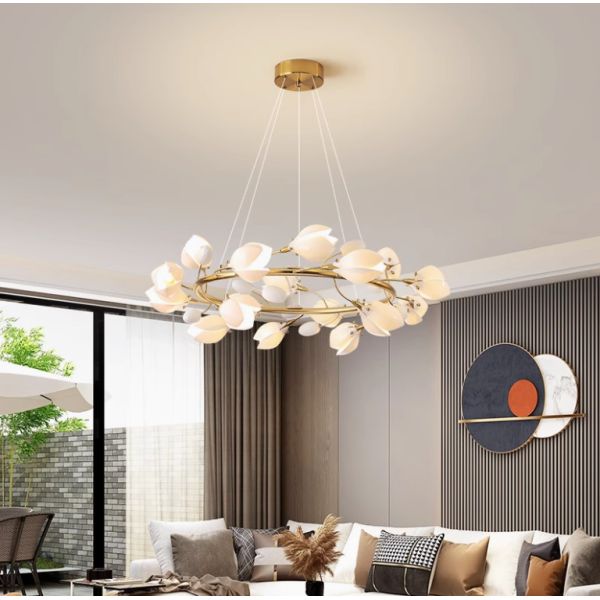 Flower Big Chandelier Interior Designer Ceramic Pendant Lamp Home Decoration For Dinning Room