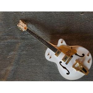 Custom Inlay Design White Gretsc Falcon 6120 Semi Hollow Jazz Electric Guitar