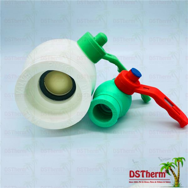 Metal Handle Plastic Ball Brass PPR Stop Valve For Cold Water Supplying