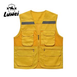 Custom Logo Thin Multiple-pockets Waistcoats Utility Reflectives Strip Road