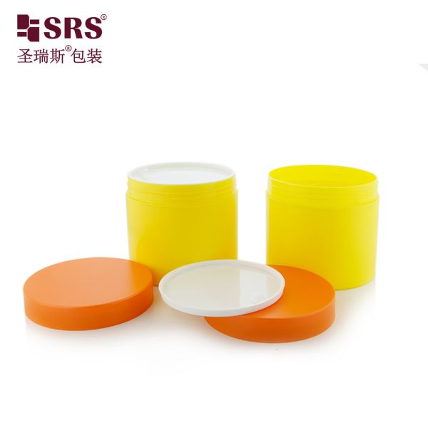 SRS 400g Big Size Single Wall Glossy Facial Mask PP Cream Jar Decoration Painting PCR Container Packaging