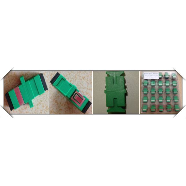 Green Color SC APC Plastic Fiber Optic Adapter Coupler With Ceramic Sleeve