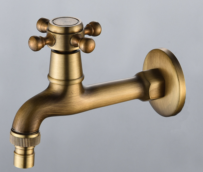 Antique Brass Bibcock 4 6 Point CE Outdoor Water Tap And Sprayer