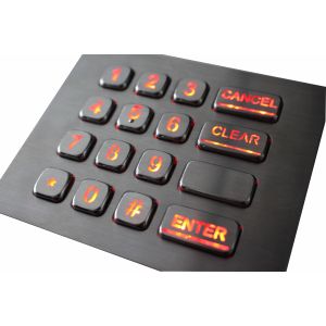16 Keys IP67 Panel Mount Keypad Backlit Customized Stainless Steel Keypad