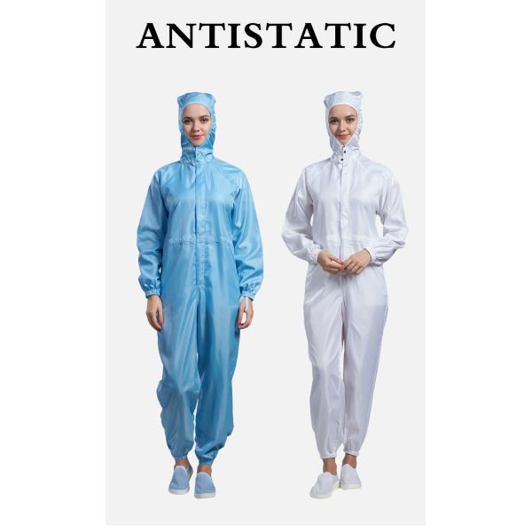 Custom Size ESD Coverall with Surface Resistance 10e6-10e9 Ohm for Class 100/Class 1000 Cleanroom Suit