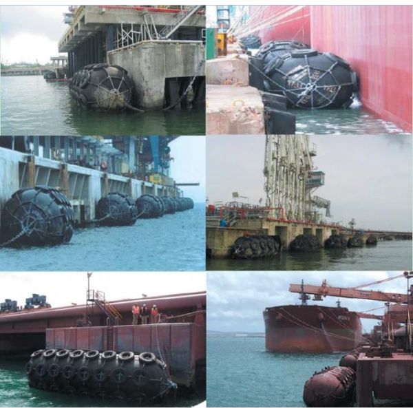 Pneumatic Floating Nature Rubber Fender Galvanized Tyre Chain Net Anti Corrosion 12