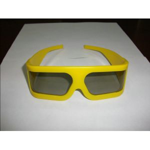 Yellow Plastic Frame Linear Polarized 3D Glasses For Tech Museum